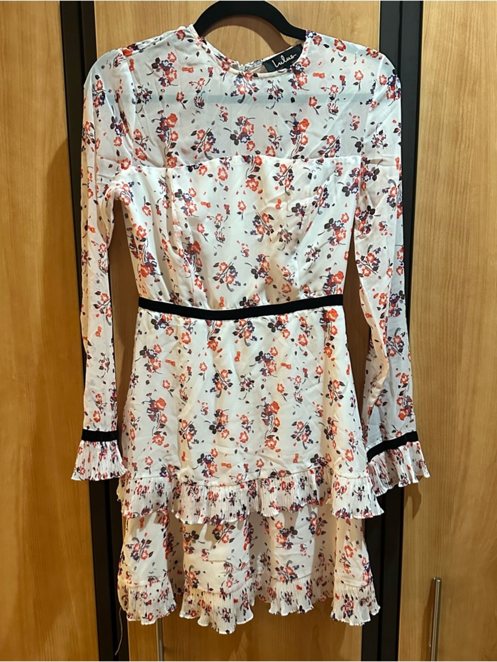 Lulu's White Floral Long-Sleeve Ruffle Mini Dress